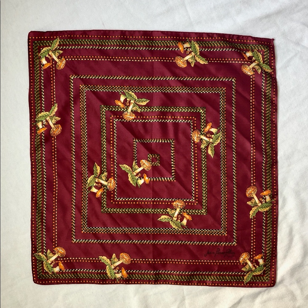 Vintage mushroom print silk square scarf
